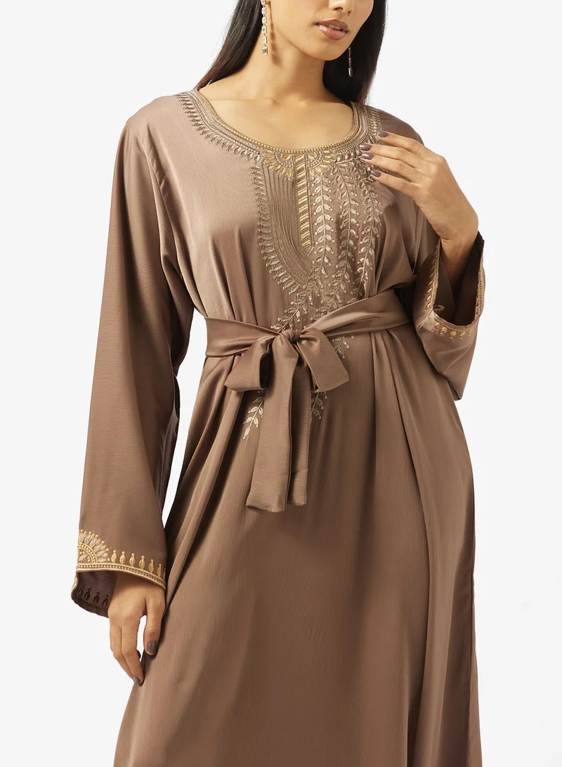 hayas closet  Embroidered Belted Jalabiya for Women | Best Price UAE